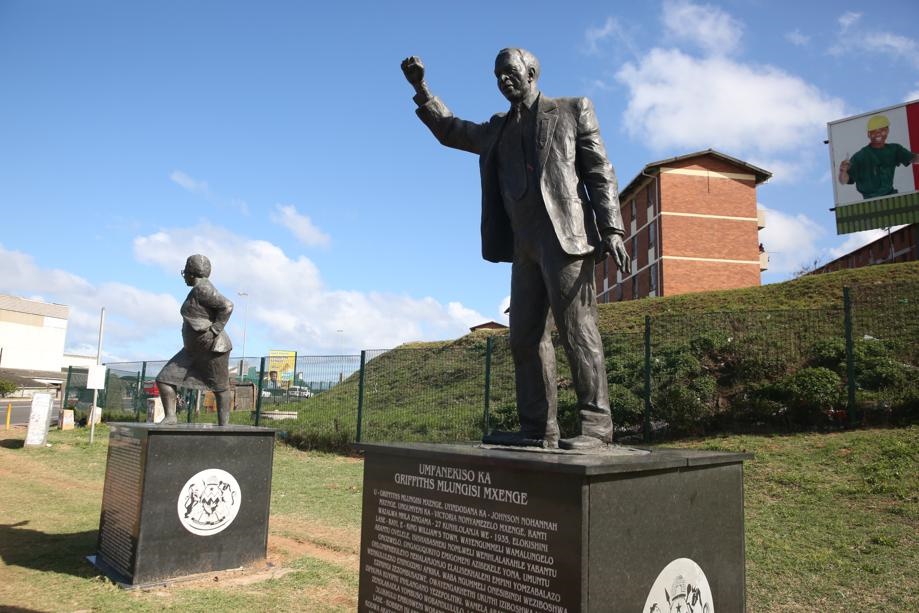 Griffiths and Victoria Mxenge loom large in bronze near the entrance to Umlazi, the south Durban township where they were murdered. Picture: Matthew Hattingh