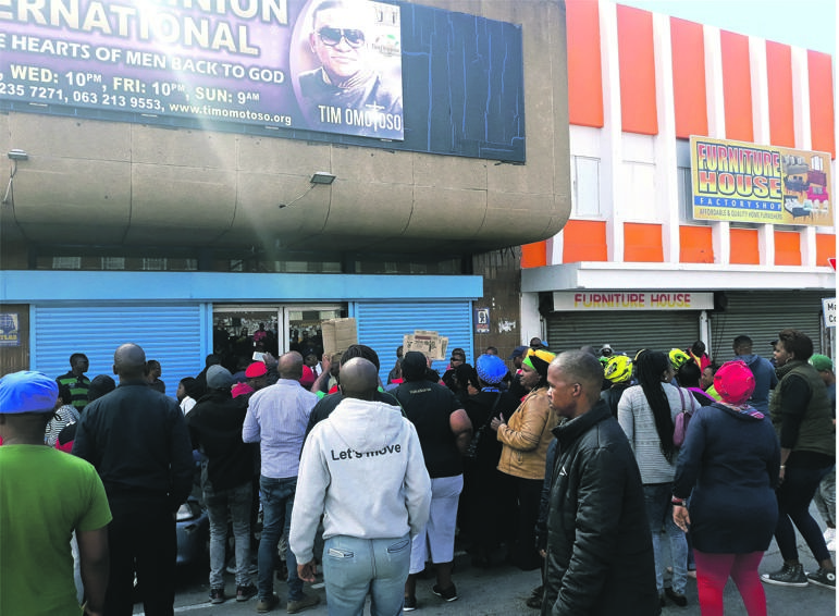 Nelson Mandela Bay Citizens in Unity shut the Jesus Dominion International Church.    Photo by Luvuyo Mehlwana