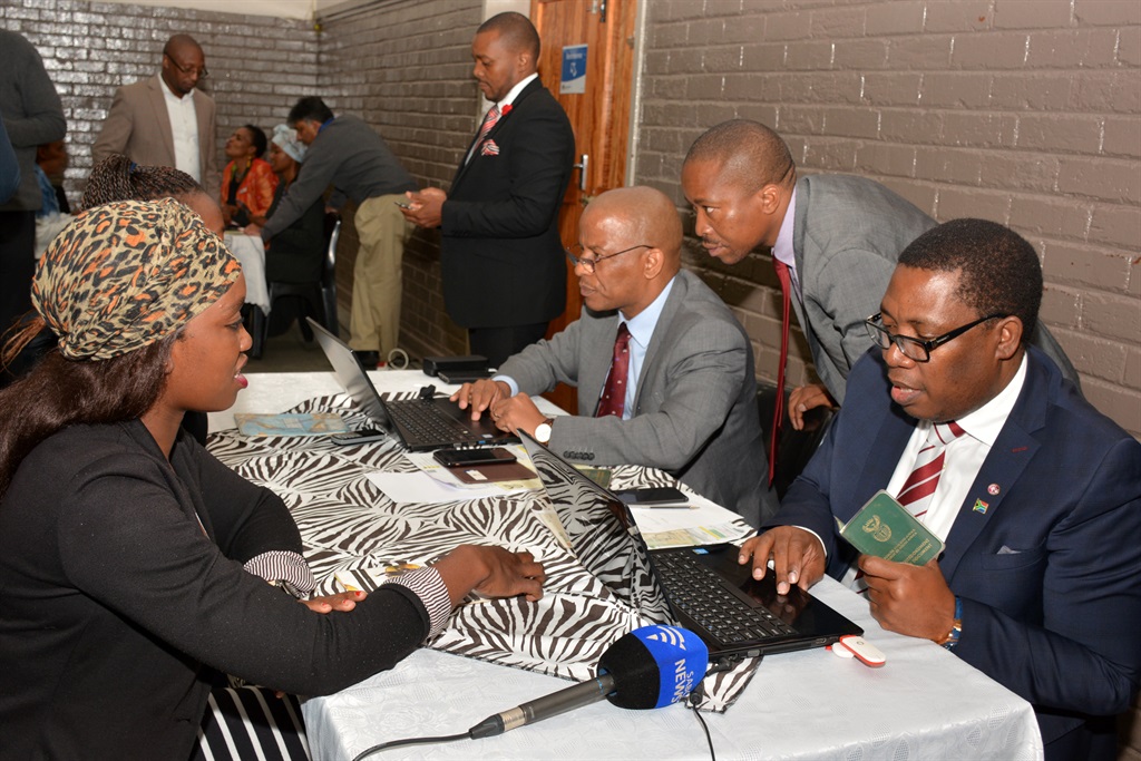 Gauteng education MEC Panyaza Lesufi helping parent Khensani Chauke to register her child during the launch of the online registration system in Atteridgeville Picture: File 