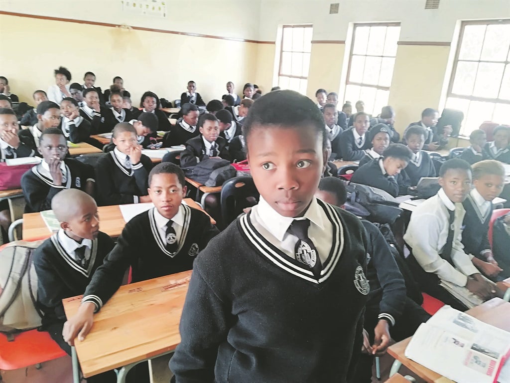 Zandile Matola stands in front of her 86 classmates in an overcrowded classroom at Attwell Madala Senior Secondary School in Mthatha Picture: Lubabalo Ngcukana