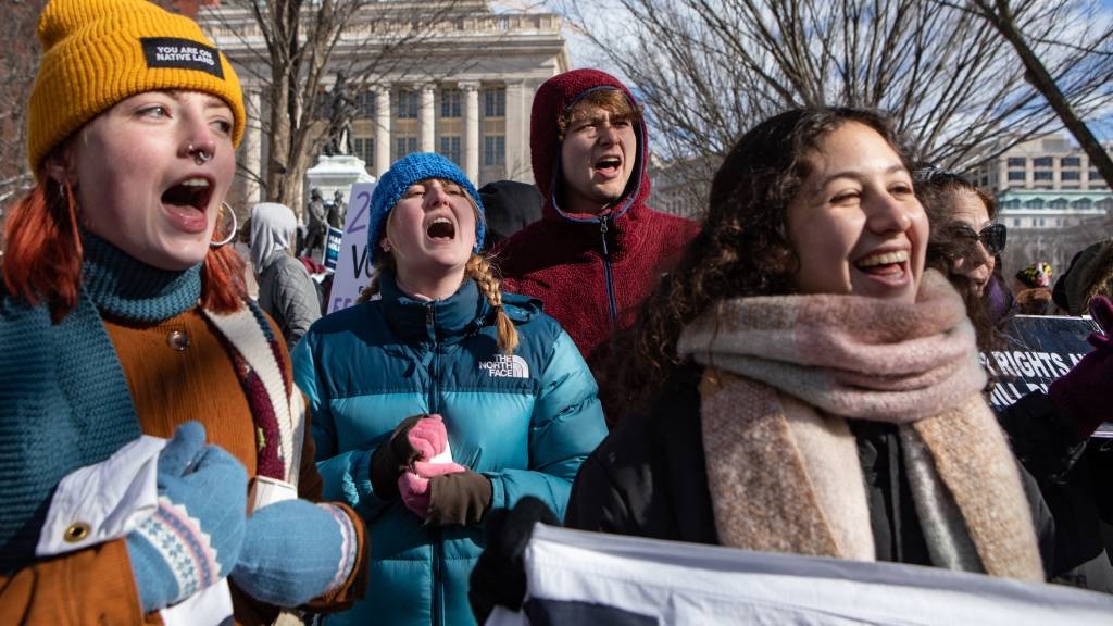 Hundreds of pro-abortion demonstrators gather at L