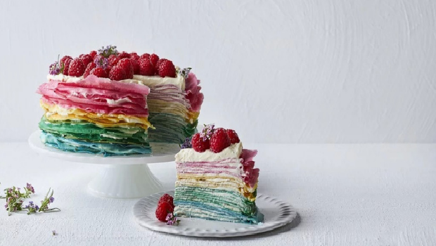 rainbow pancake cake