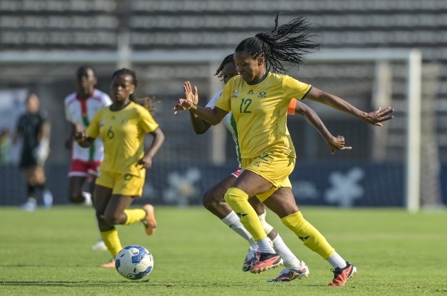 Banyana Banyana forward Jermaine Seoposenwe wants her team to do even better than they did in their 3-0 win over Tanzania when they host the side in Mbombela on Tuesday in the return leg of the Olympics qualifiers. 
(Photo by Christiaan Kotze/Gallo Images).