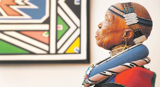 Ndebele artist Esther Mahlangu celebrates her 80th birthday by holding a solo exhibition at the University of Cape Town Irma Stern Museum in November 2015. Picture: Gallo Images 