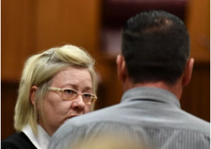 Advocate Anneke van Wyk consults with her client, the 'Springs monster' during the trial in the North Gauteng High Court in Pretoria. (Deaan Vivier, Gallo Images, Netwerk24, file)