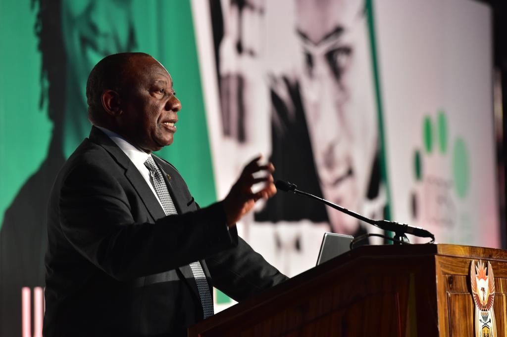 President Cyril Ramaphosa addresses the opening of the Presidential Jobs Summit at Gallagher Convention Centre, Midrand, Johannesburg. Picture: GCIS