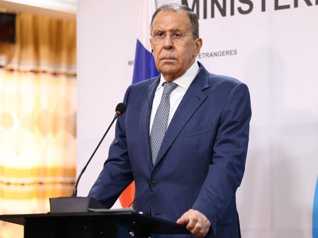 Russian Foreign Minister Sergei Lavrov attends a j