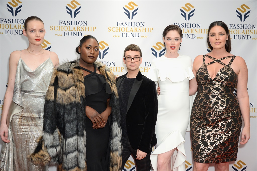Model Svea Berlie, actress Danielle Brooks, honoree and fashion designer Christian Siriano, presenter and model Coco Rocha and model Candice Huffine attend the 81st Annual YMA Fashion Scholarship Fund National Merit Scholarship Awards Dinner in New York