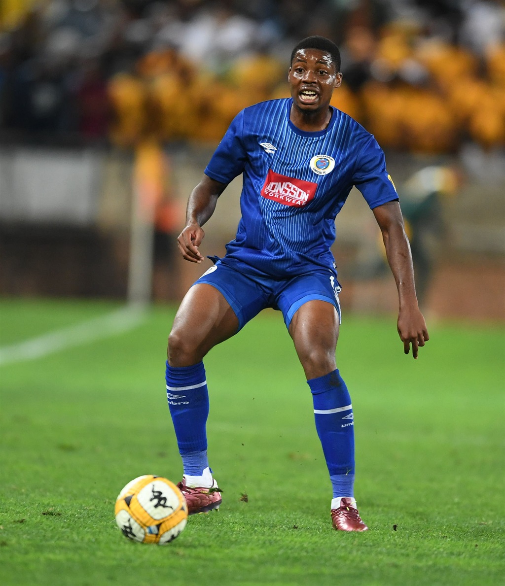 POLOKWANE, SOUTH AFRICA - APRIL 27: Ime Okon of SuperSport United during the DStv Premiership match between Kaizer Chiefs and  SuperSport United at Peter Mokaba Stadium on April 27, 2024 in Polokwane, South Africa. (Photo by Philip Maeta/Gallo Images)