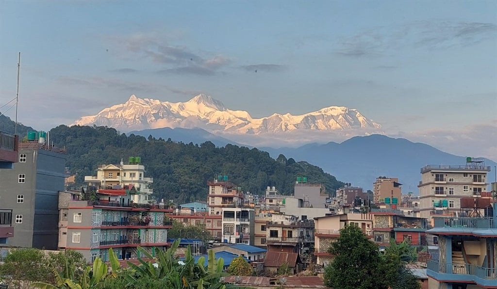 A part of the Annapurnas from our hotel balcony in Street number 7. (Hanlie Gouws)