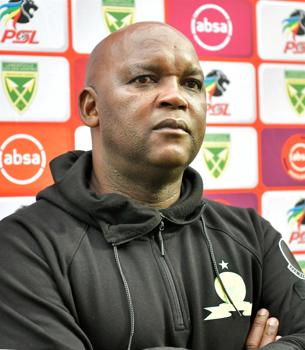  Pitso Mosimane of Mamelodi Sundowns during the Absa Premiership match between Golden Arrows and Mamelodi Sundowns at Sugar Ray Xulu Stadium on November 10, 2019 in Durban, South Africa. (Photo by Anesh Debiky/Gallo Images)