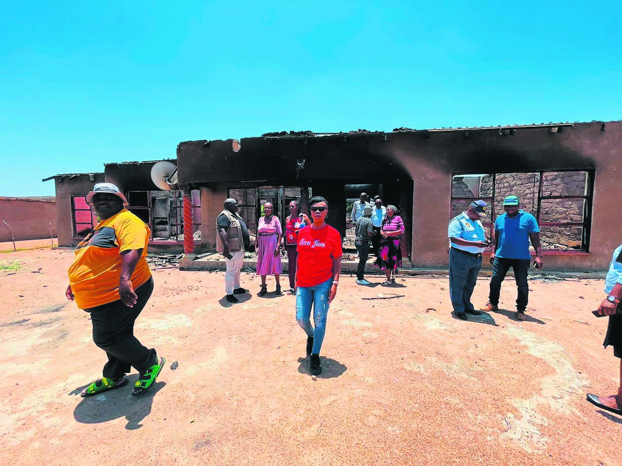 The Sithole family is still in shock after their house was burnt down by a mysterious fire in the early hours of New Year’s Day. They recently had a visit from Moretele Local Municipality officials.               Photo by Raymond Morare