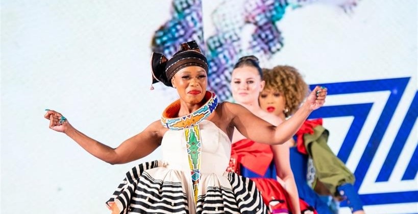 Lusanda Mbane walking the runway at New York Fashion Week on Saturday. 