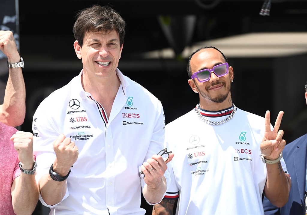 Mercedes-AMG Team Principal & CEO Toto Wolff (left) and Lewis Hamilton