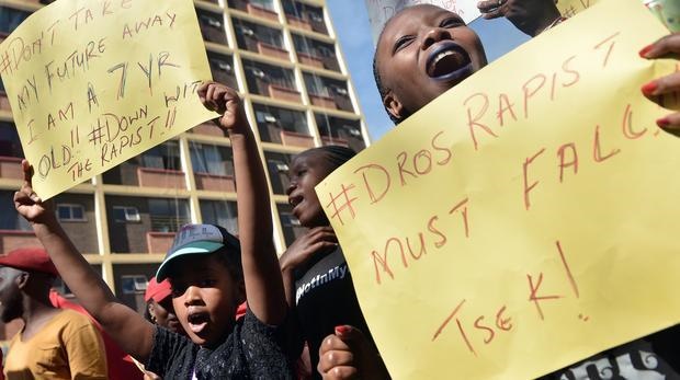 Protesters gathered at the Pretoria Magistrate’s Court as Nicholas Ninow appears in court for the rape of a 7-year-old girl. Picture: Oupa Mokoena/ANA/File
