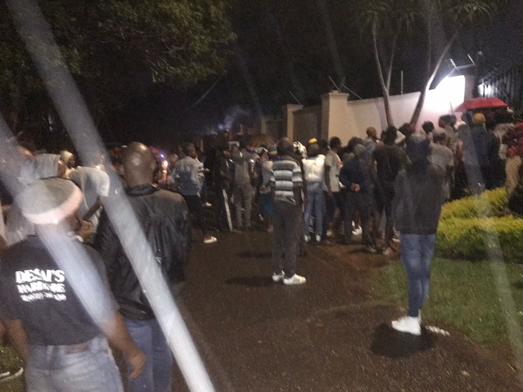 Protesters outside the private residence of KwaZulu-Natal Premier Nomusa Dube-Ncube.