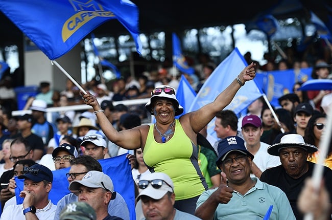 General view of spectators looking on during the Betway SA20 match between MI Cape Town and Paarl Royals at Newlands Cricket Ground on January 10, 2023 in Cape Town, South Africa. (Photo by Ashley Vlotman/Gallo Images)