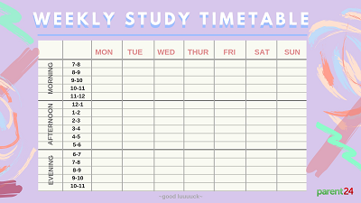 weekly timetable exams