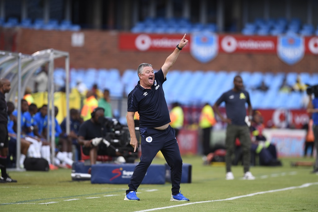 PRETORIA, SOUTH AFRICA - JANUARY 16:  SuperSport United coach Gavin Hunt during the DStv Premiership match between Mamelodi Sundowns and SuperSport United at Loftus Versfeld Stadium on January 16, 2023 in Pretoria, South Africa. (Photo by Lefty Shivambu/Gallo Images)