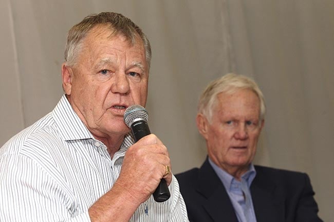 Mike Procter speaks during a Graeme Pollock benefit dinner at Western Province Cricket Club in Cape Town on 6 November 2014. (Photo by Shaun Roy/Gallo Images)