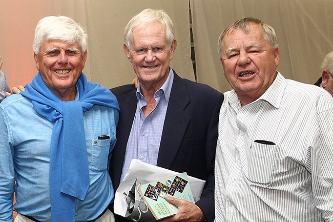 Barry Richards, Graeme Pollock and Mike Procter during a benefit dinner at Western Province Cricket Club in Cape Town on 6 November 2014. (Photo by Shaun Roy/Gallo Images)