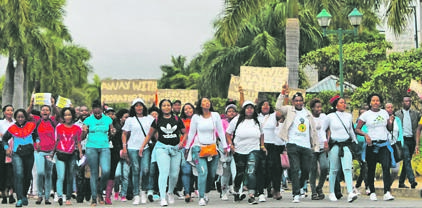 Youths marched to Mpumalanga’s government offices yesterday to deliver a memorandum over their work grievances. Photo by Bulelwa Ginindza
