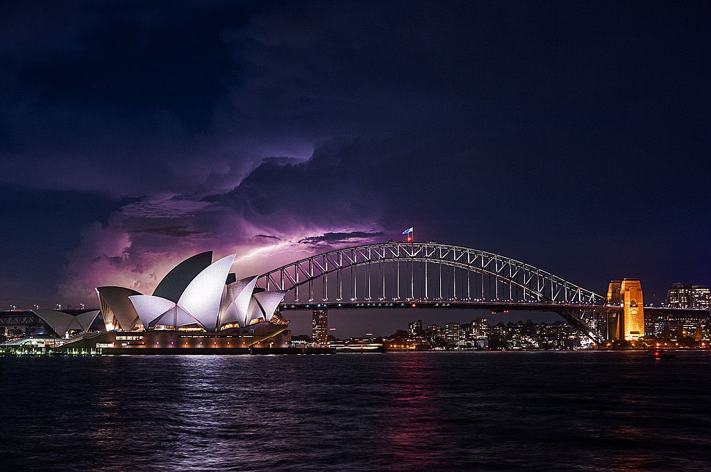 Four people struck by lightning near Sydney Opera House during a violent electrical storm