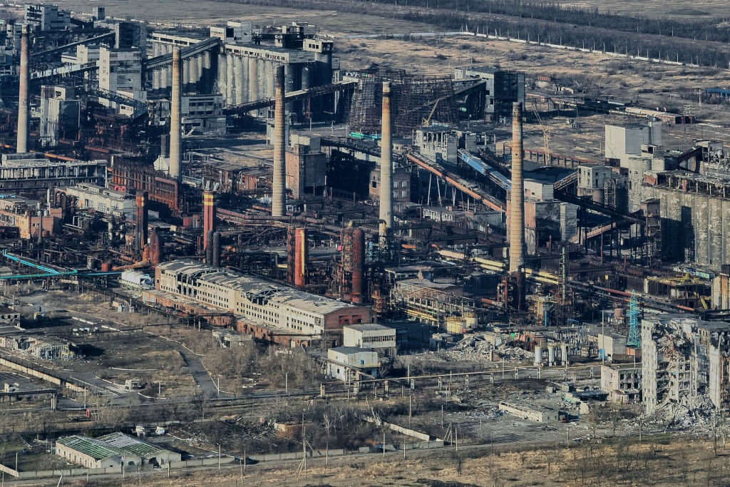 A general view of the Avdiivka Coke chemical plant on 15 February 2024 in Avdiivka district, Ukraine. 
