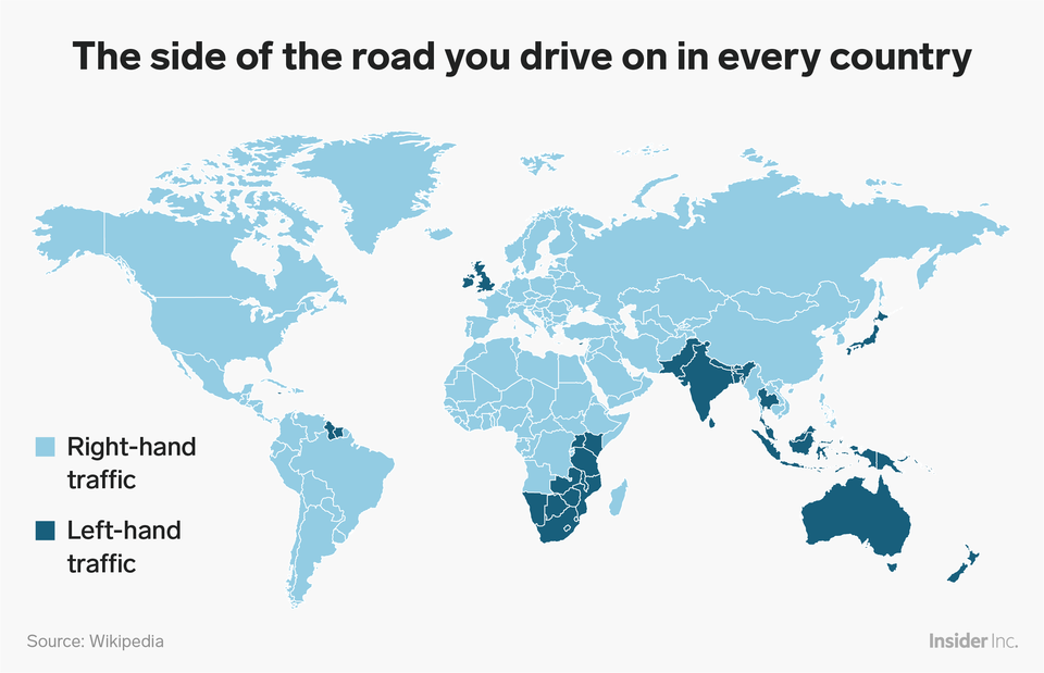 Страны с правосторонним движением автомобилей. Все страны с левосторонним движением. Страны с правым рулем. Сколько стран с правосторонним движением.