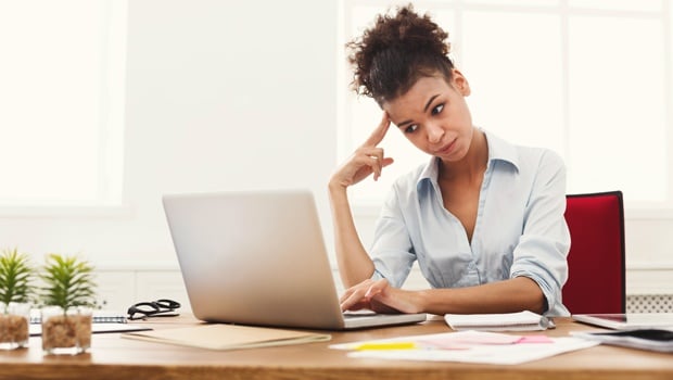 Woman stressed while working