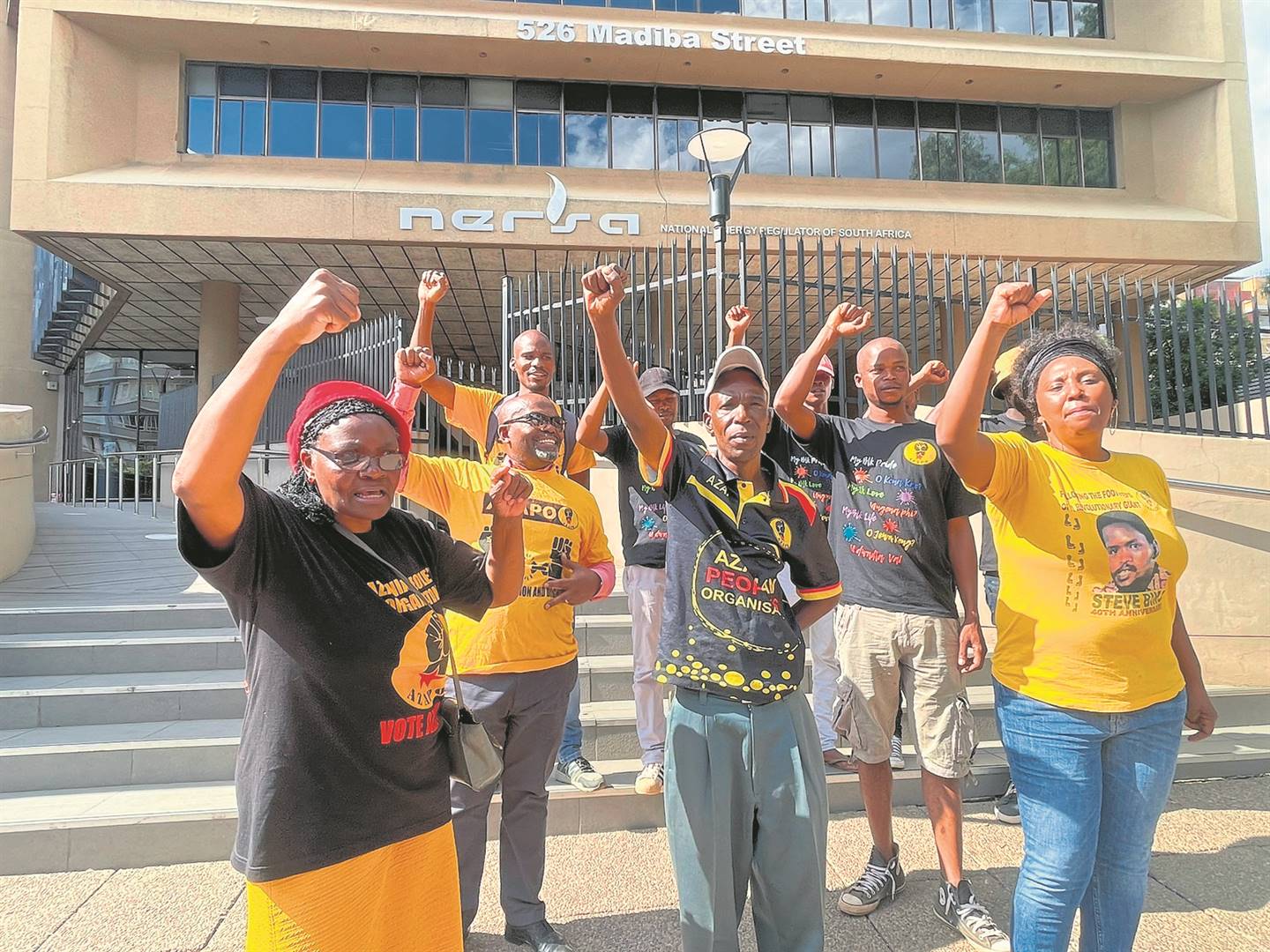 Members of Azapo have been picketing outside the Nersa offices in Arcadia from Monday, to show their unhappiness about the approval of the 18,65% increase in electricity tariffs.          Photo by                                      Kgalalelo Tlhoaele