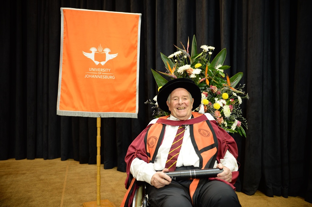 Robert Jeffrey, 80, recently graduated from the University of Johannesburg with a PhD in engineering management.