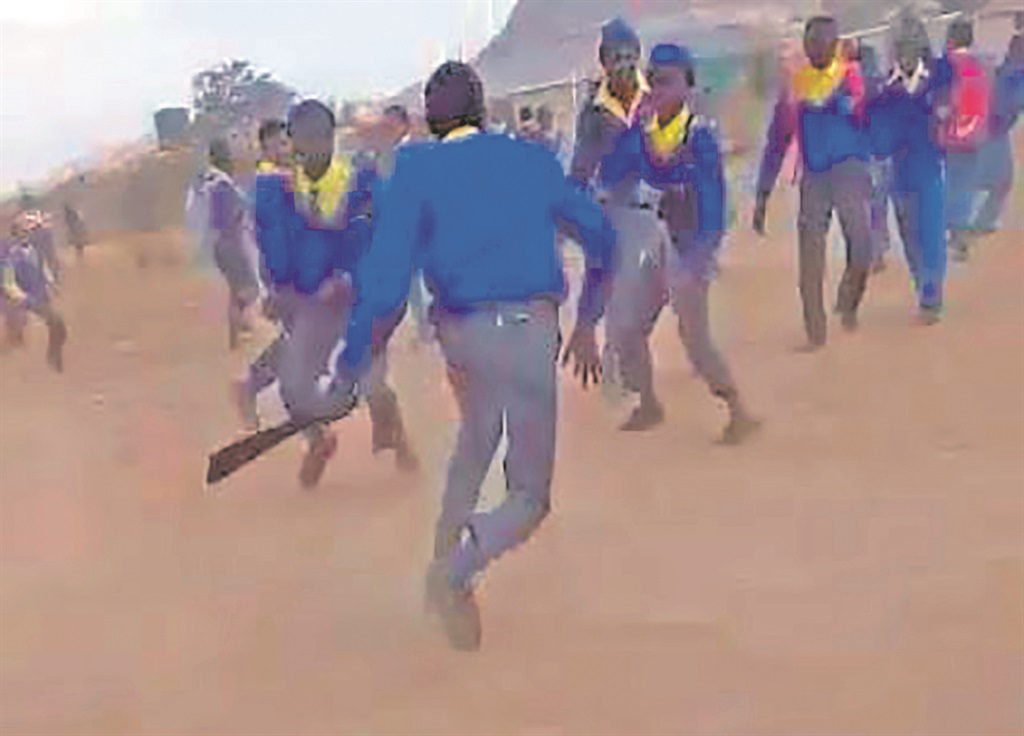 The video of the schoolboy who apparently goes berserk and attacks fellow pupils with a panga in Maune Village, Mashashane, last Friday.                         Photo by Kgotso Modise