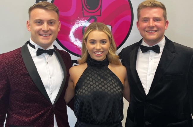 Lily Brown, boyfriend Alistair Moss and his best friend Tom Doherty. Image courtesy Lily Brown/ Caters News/ Magazine Features