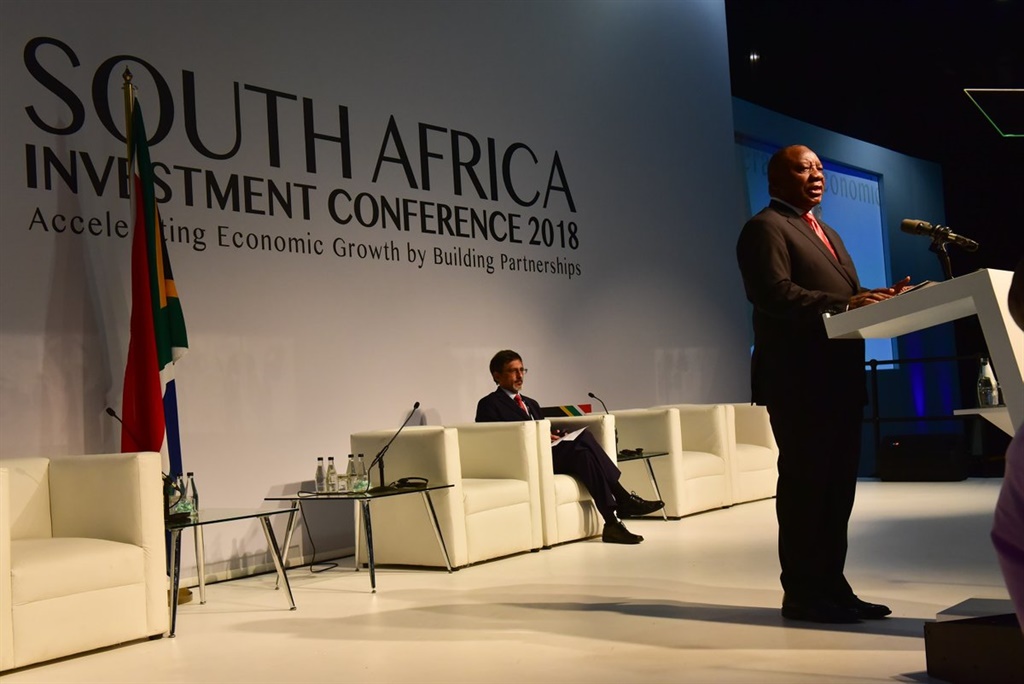President Cyril Ramaphosa at the Investment Summit in Sandton, Johannesburg. Picture: Twitter/@SAgovnews