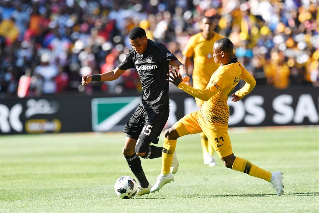 Vincent Pule of Orlando Pirates and Khama Billiat of Kaizer Chiefs  during the Absa Premiership Soweto Derby at FNB Stadium on October 27, 2018. Picture: Lefty Shivambu/Gallo Images