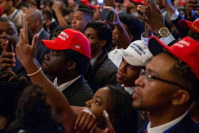 Young black voters from the U.S. supporting Trump
