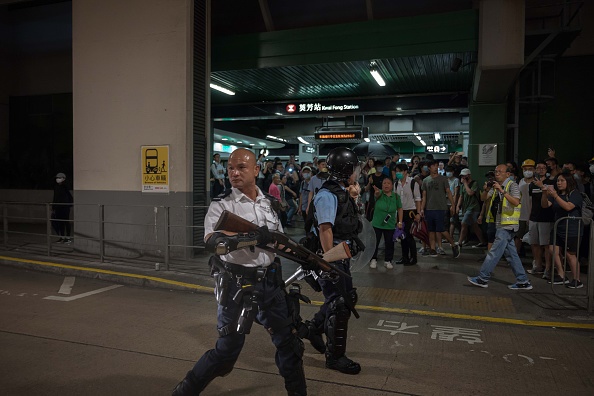 HONG KONG, CHINA - JULY 30: Riot police officer ho