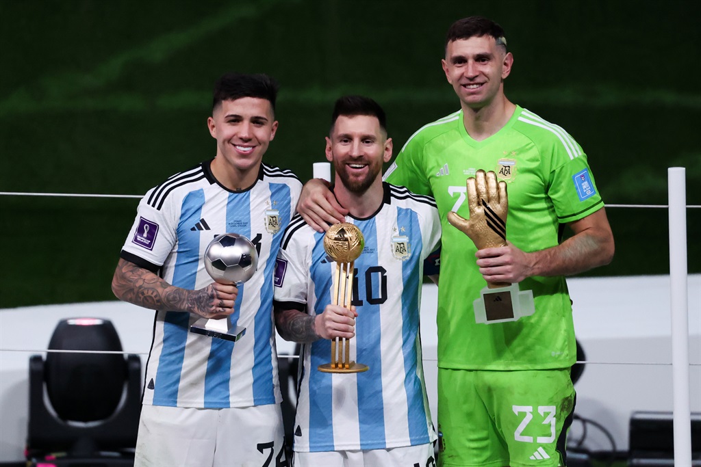 Enzo Fernandez, Lionel Messi and Emiliano Martinez
