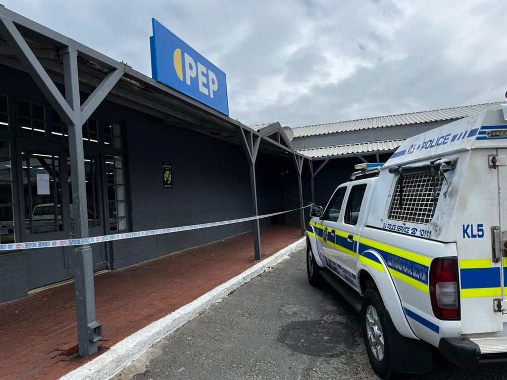 The area around Pep stores in Kleinmond was cordoned off after an armed robbery on Sunday.