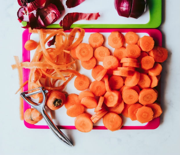 carrot peels with a vegetable peeler