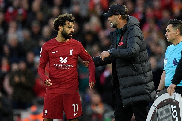 Liverpool's Mohamed Salah and Jurgen Klopp 