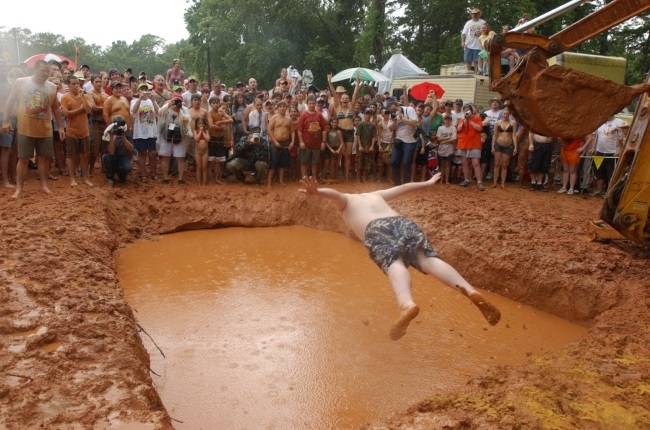mud pit belly diving, belly diving 
