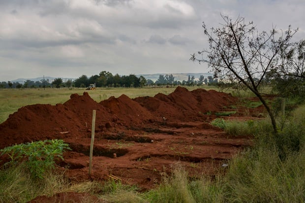 Burial plots in a cemetery outside Johannesburg. A