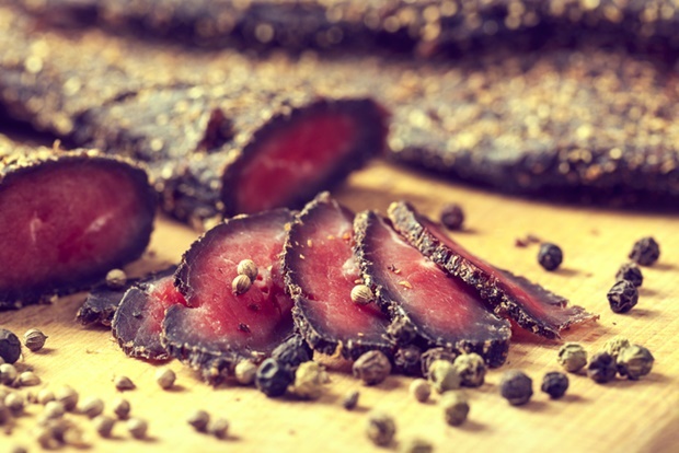 Sliced biltong - South African dry meat snack; can