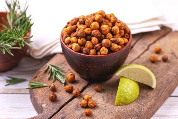 Traditional Indian cuisine. Roasted spicy chickpea