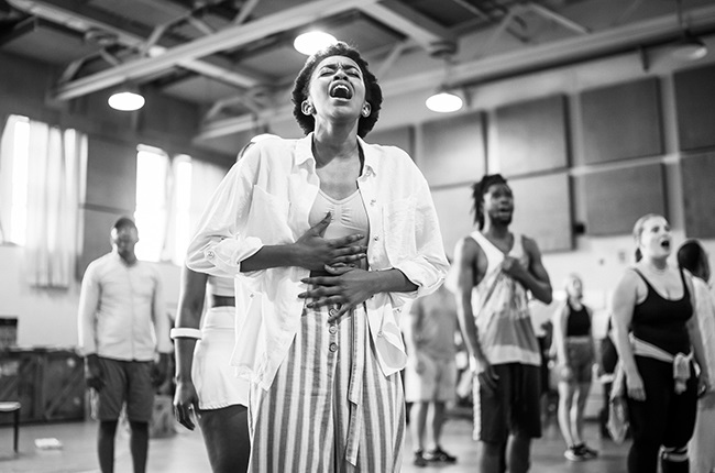 Leading lady, Devonecia Swartz during  the Calling Us Home rehearsals.