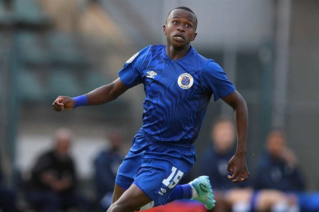 Siphesihle Ndlovu of SuperSport United during the DStv Premiership match between SuperSport United and Swallows FC at Lucas Moripe Stadium in October.