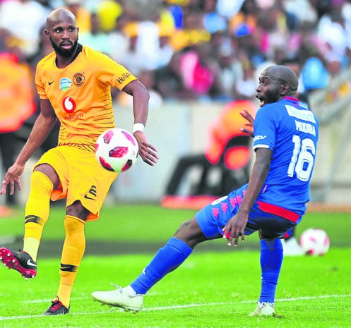 Ramahlwe Mphahlele scored a beautiful goal for Kaizer Chiefs against Aubrey Modiba’s SuperSport United in Durban on Sunday. Photo byBackpagepix