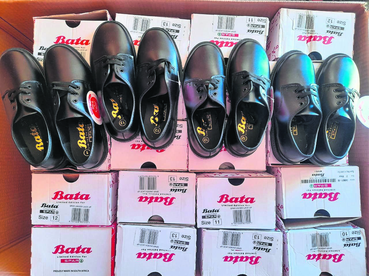 Community member Hazel Booysen received at least 25 pairs of Bata school shoes which she will hand over to learners at Hankey Primary School.                                                 